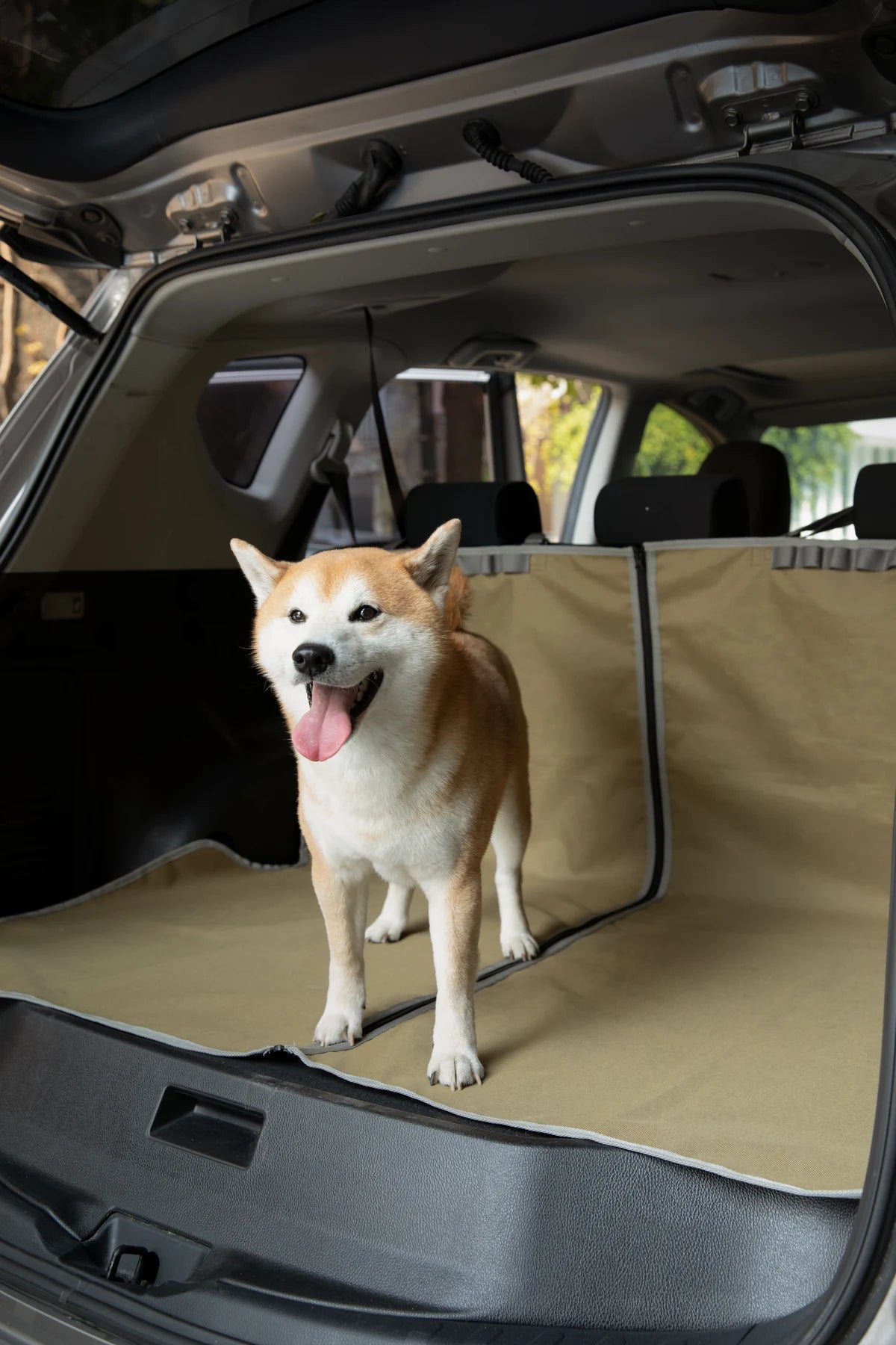 Cover demonstrated across a cargo area in a parked vehicle