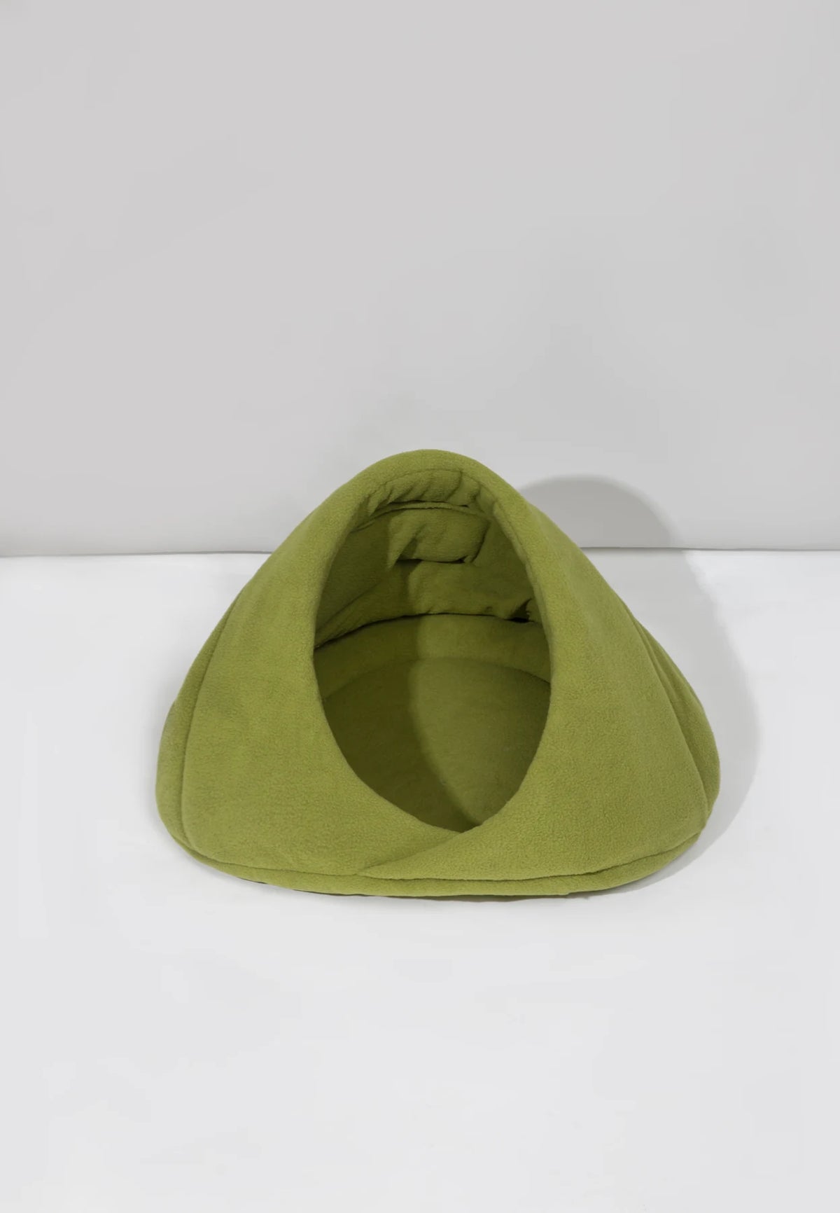 Matcha Green fleece hideaway bed shown whole