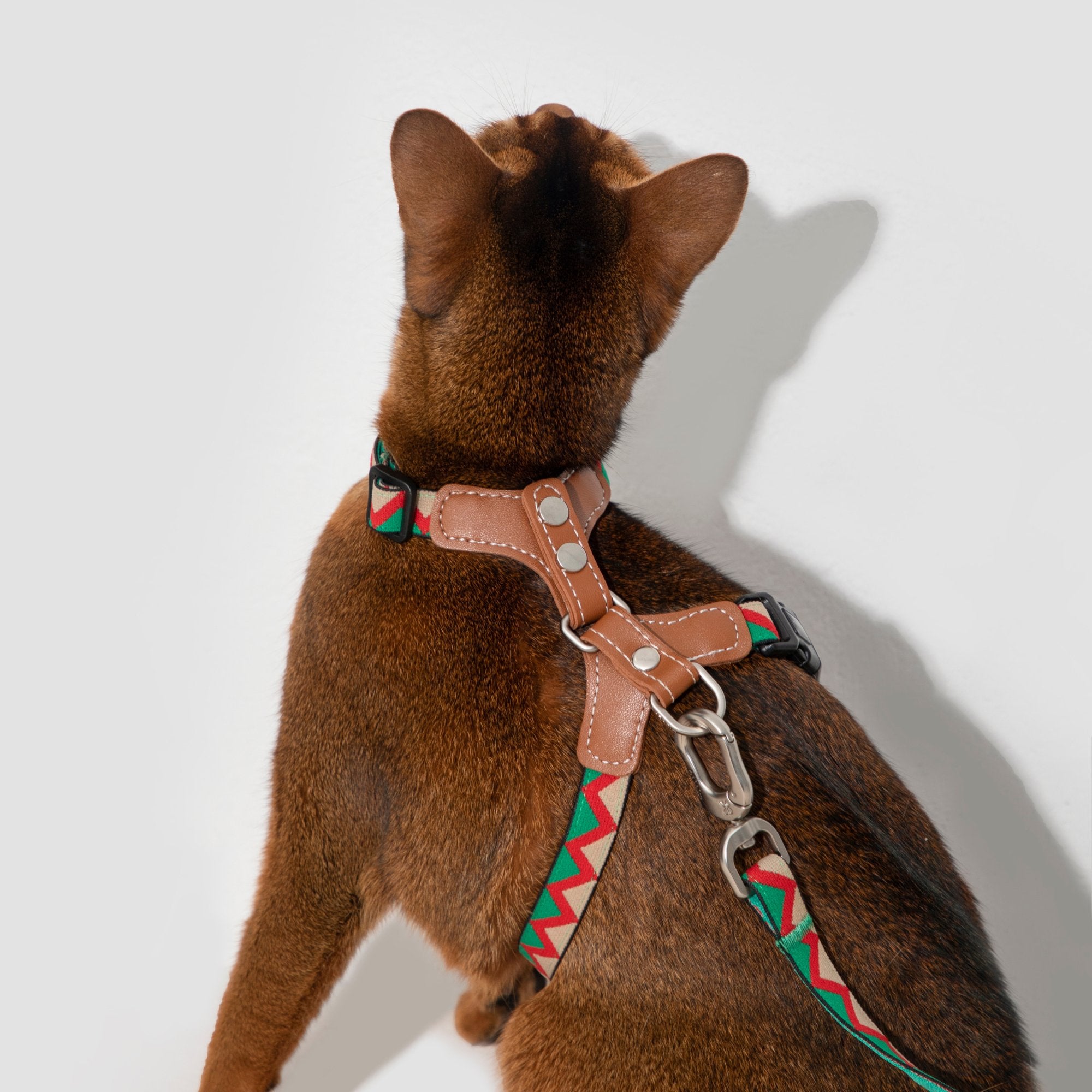 HiDREAM Bobo Series - Colorful Leather Patchwork Cat Vest Cat Harness and Leash Set Escape Proof Kitten Harness - HiDREAM