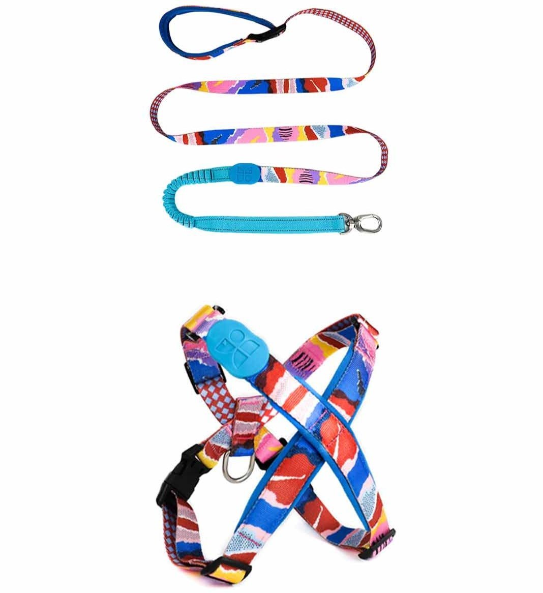 HiDREAM Colourful PRO - X Shape Dog Harness Bundle No - Pull Adjustable Soft Padded Dog Vest Harness - HiDREAM