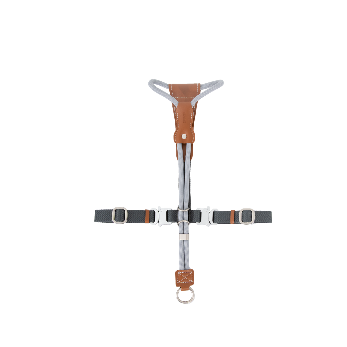 Buckwheat Gray rope dog harness with tan trim