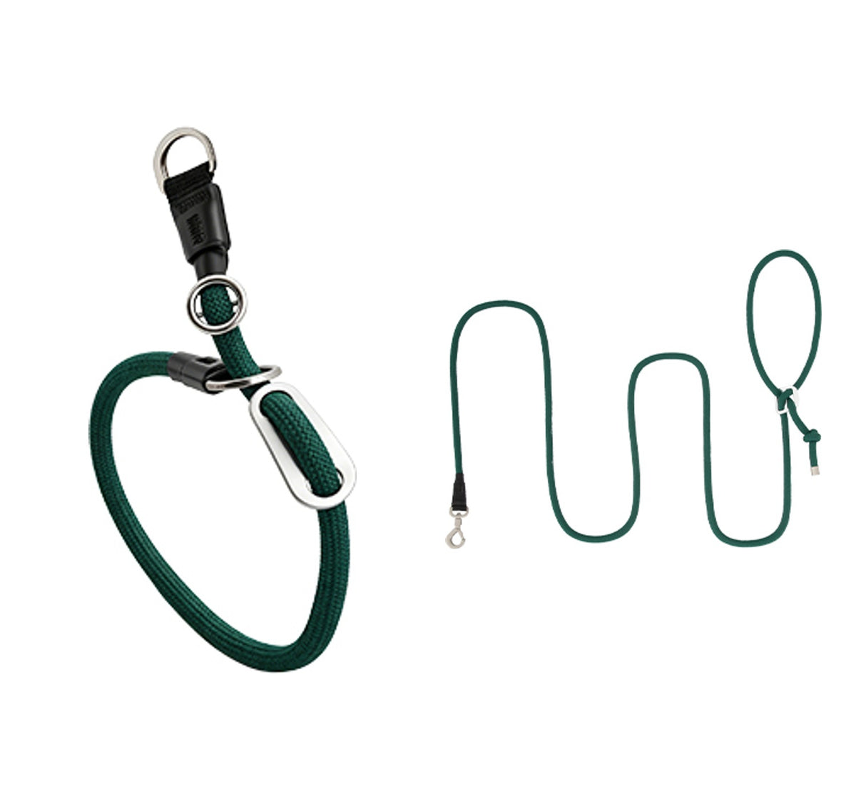 Turquoise Green rope martingale collar and adjustable leash set