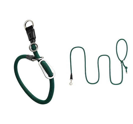 Turquoise Green rope martingale collar and adjustable leash set