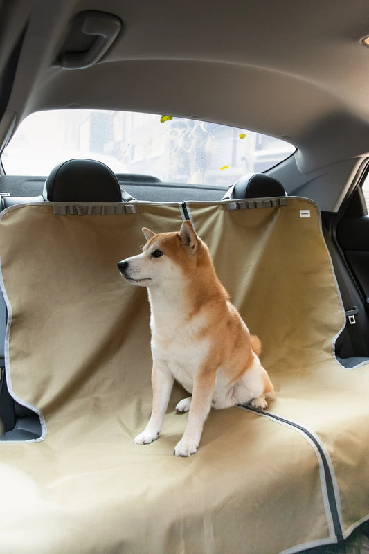 Wide rear-seat view showing the cover and its upper straps