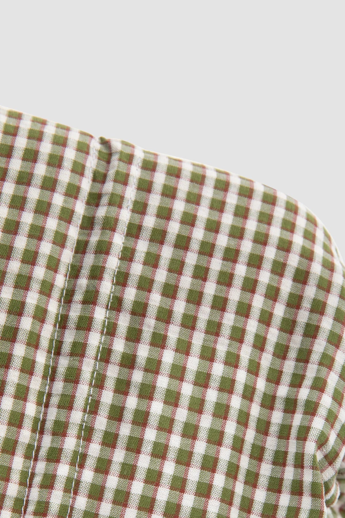 Close view of the small check fabric