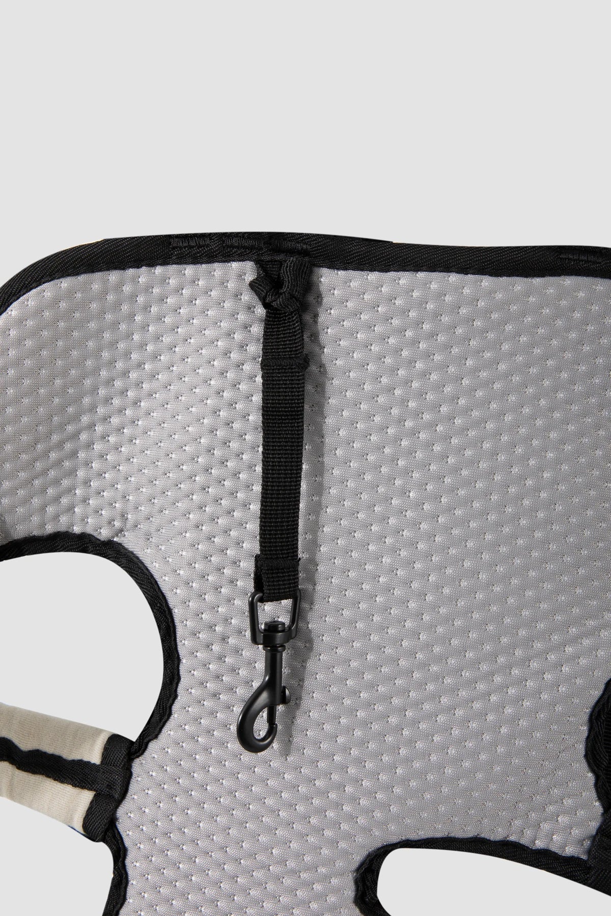 Inside face of the Gray Check carrier and leg openings