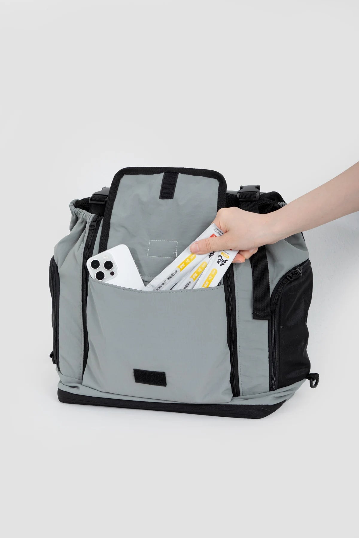Small essentials placed in the front pocket
